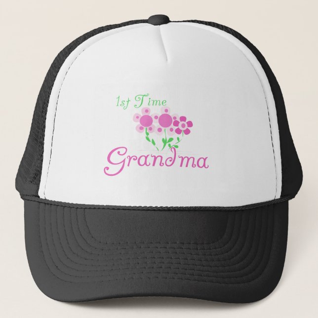 1:a gången Grandma-Rosa Flowers Truckerkeps (Framsida)
