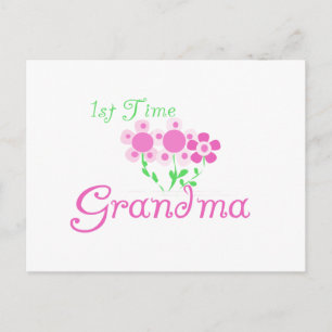 1:a gången Grandma-Rosa Flowers Vykort