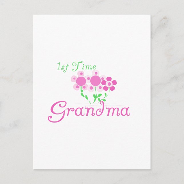 1:a gången Grandma-Rosa Flowers Vykort (Framsida)