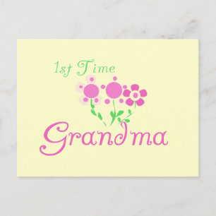 1:a gången Grandma-Rosa Flowers Vykort