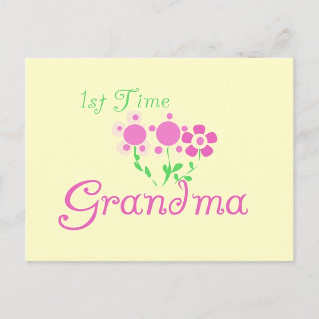 1:a gången Grandma-Rosa Flowers Vykort (Framsida)