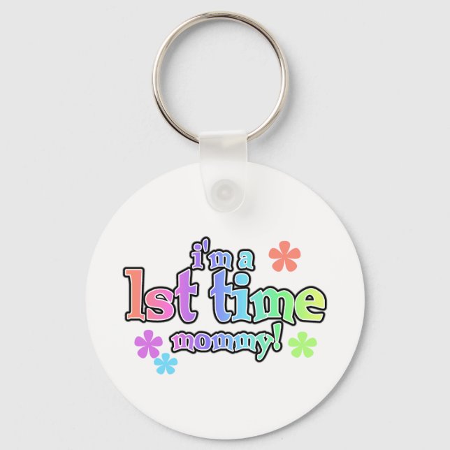 1:a gången Mamma-regnbåge T-shirts och presenter Nyckelring (Framsida)