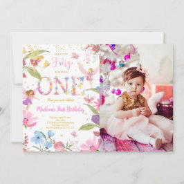1:a Golden Fairy Birthday Photo Inbjudningar