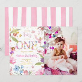 1:a Golden Fairy Birthday Photo Inbjudningar