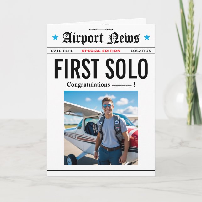 1:a Grattis-kort för solo-flygning Kort (Framsida)