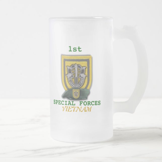 1:a Grönten Berets flash vietnam son vets beer Mug Frostat Ölglas (Höger)