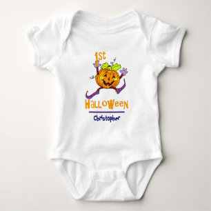1:a Halloween Lycklig Pumpkin Boy-namn Tee Shirt