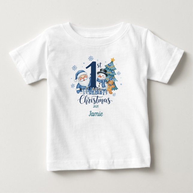 1:a jul t-shirt Blå Personliggör (Framsida)