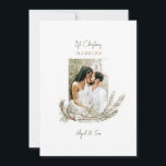 1:a jul, två foto Gräs och Antlers Hol Julkort<br><div class="desc">Julens Anpassningsbar två Foto 1:a julen gift. Efternamn. Namn. Gräs och Antlers.</div>