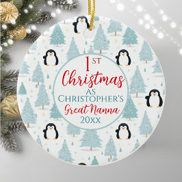 1:a julafton Penguin Underbar Nanna Blue Julgransprydnad Keramik
