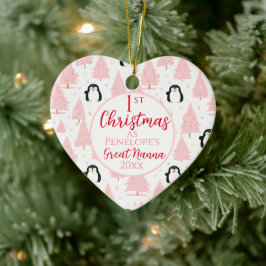 1:a julafton Penguin Underbar Nanna Rosa Julgransprydnad Keramik