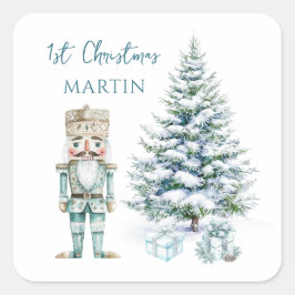 1:a julblåsaren Nutcracker Snowy Träd Fyrkantigt Klistermärke