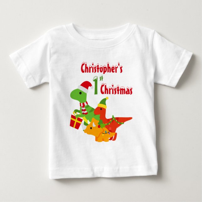 1:a juldagen - Dinosaur T-Rex Baby T-Shirt (Framsida)
