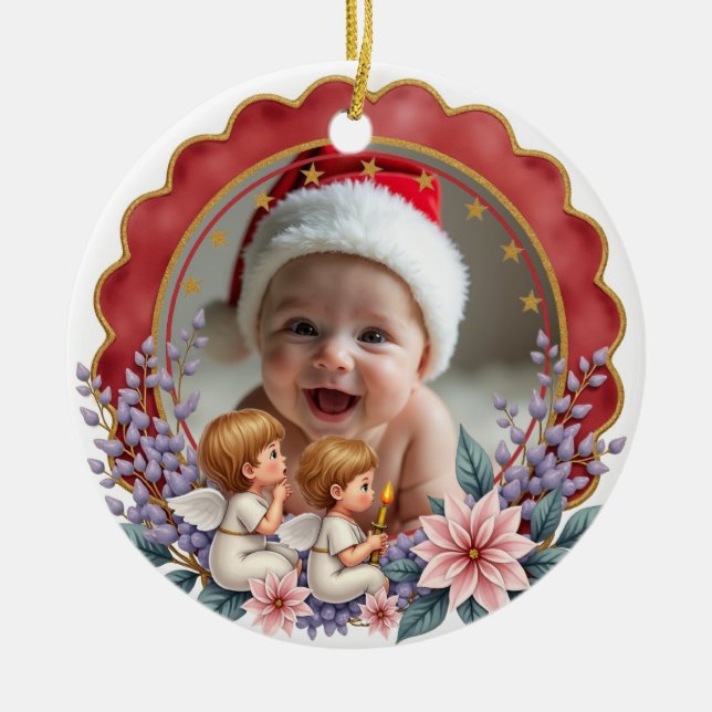 1:a julen 2-sidig Änglars Första Noel Julgransprydnad Keramik (Framsidan)