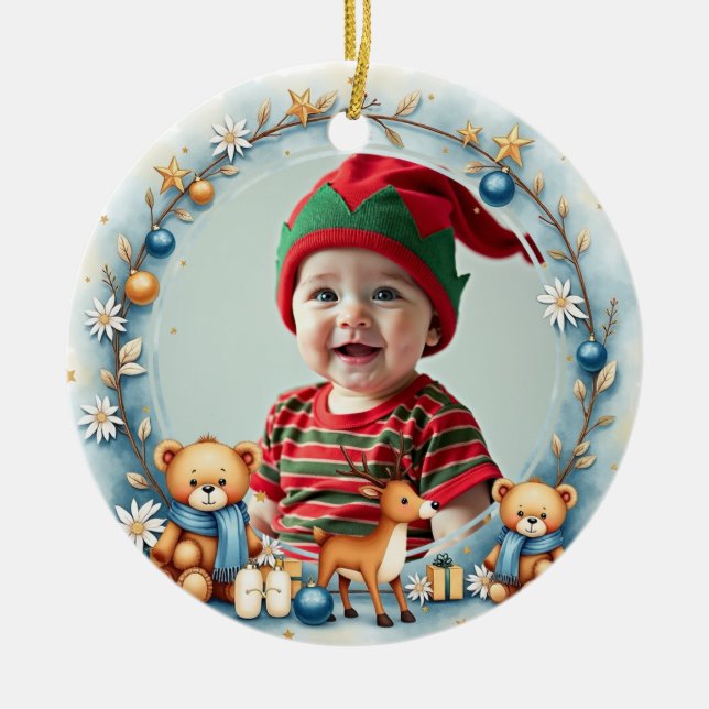 1:a julen 2-sidig, Santas gossekrets Julgransprydnad Keramik (Framsidan)