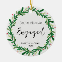 1:a julen - Engagerad fotokeramisk prydnadsföremål