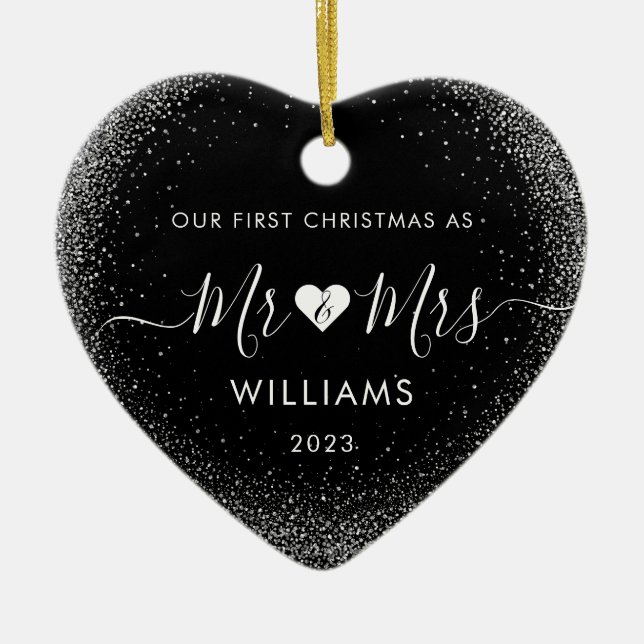 1:a julen Gift Simple Heart Photo Julgransprydnad Keramik (Framsidan)