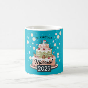 1:a julen gifta 2025 Festiv högtidsbakelse Kaffemugg