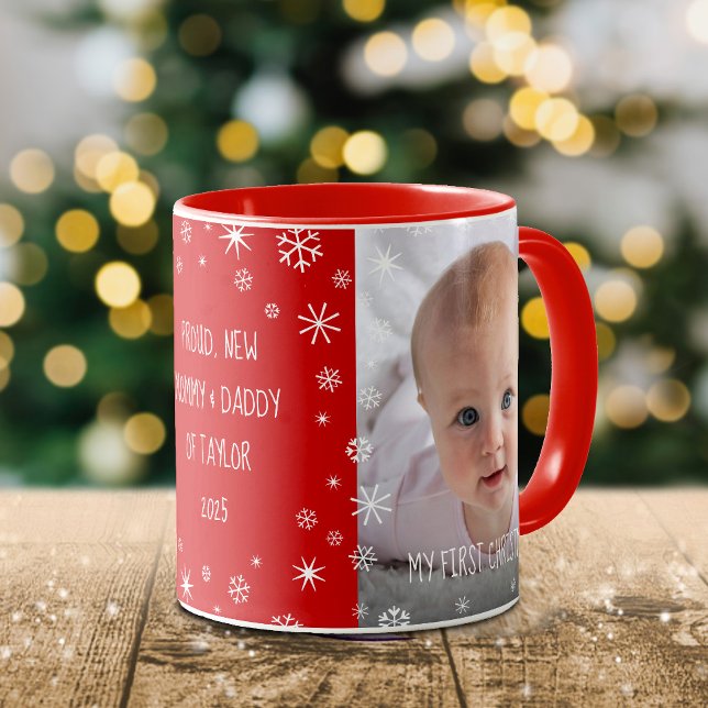 1:a julen i Anpassningsbarna Baby Foto New Mamma P Mugg (Skapare uppladdad)