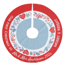 1:a julen Mr & Mrs nygifta skandinaviska söta Julgransmatta Borstad Polyester