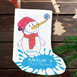 1:a julen sötnosig snömannen snöflinga teckning liten julstrumpa