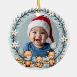 1:a julen Teddy Tidings 2-sidig Julgransprydnad Keramik