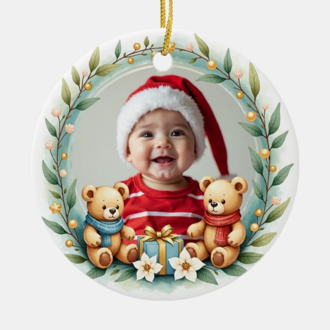 1:a julen Teddy Tidings 2 sidor Julgransprydnad Keramik (Framsidan)
