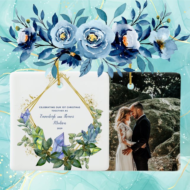 1:a Julens enkla Greenery Crystal Photo Julgransprydnad Keramik (Skapare uppladdad)