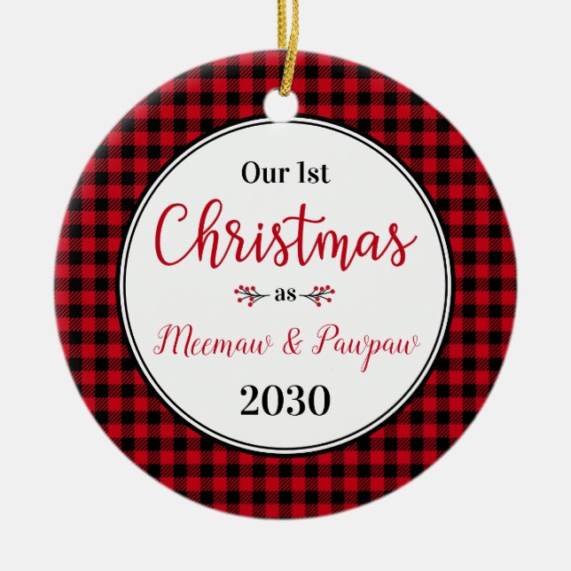 1:a julfoto Meemaw Pawpaw Julgransprydnad Keramik (Framsidan)