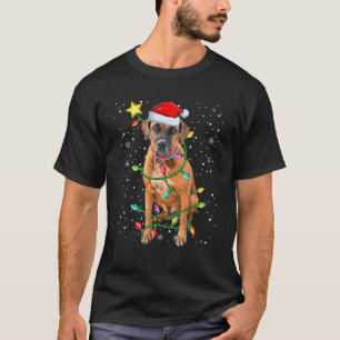 1:a julgransprydnad Boxer Hund Med Ljus T Shirt