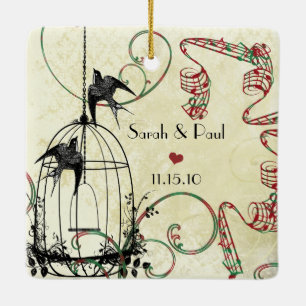 1:a jullägret Foto Musical Vintage Bird Cage Julgransprydnad Keramik