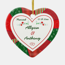 1:a julparet Quilt Mönster Gift Julgransprydnad Keramik