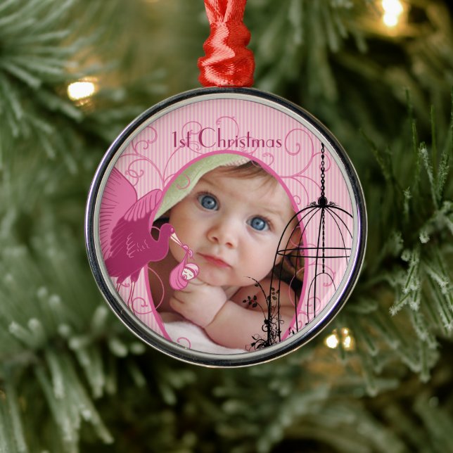 1:a julstork Birdcage Foto jul Julgransprydnad Metall (Träd)