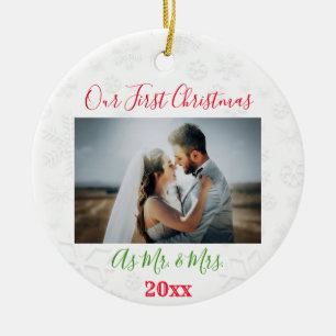 1:a jultomten, gift par foto julgransprydnad keramik