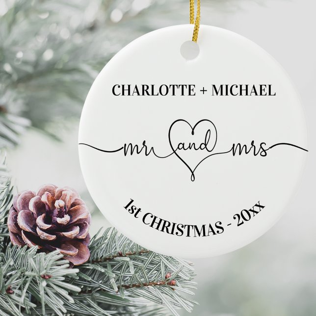 1:a jultomten i namn, hjärtvit julgransprydnad keramik (Skapare uppladdad)