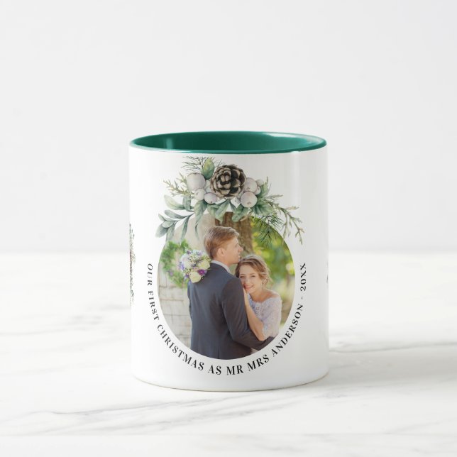 1:a jultomten nygifta foto cone grey mugg (Center)