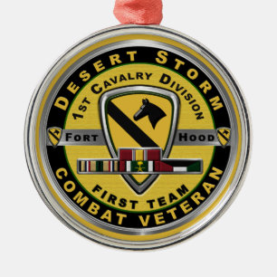 1:a kavalleridivisionen Desert Storm Veteran Julgransprydnad Metall