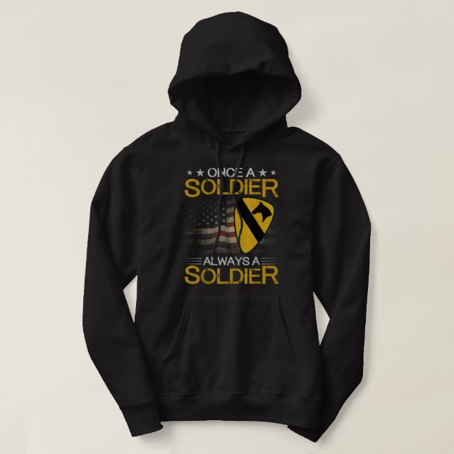 1:a kavalleridivisionen Veteran Alltid soldat Mili Hoodie (Design framsida)
