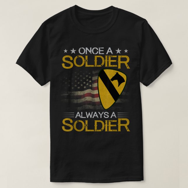 1:a kavalleridivisionen Veteran Alltid soldat Mili T Shirt (Design framsida)