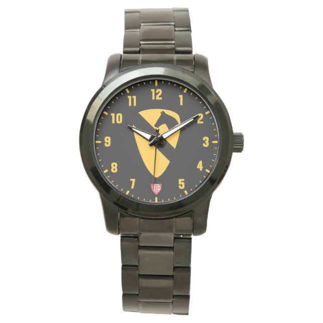 1:a Kavalry Division Black Stainless Steel Armbandsur (Framsida)