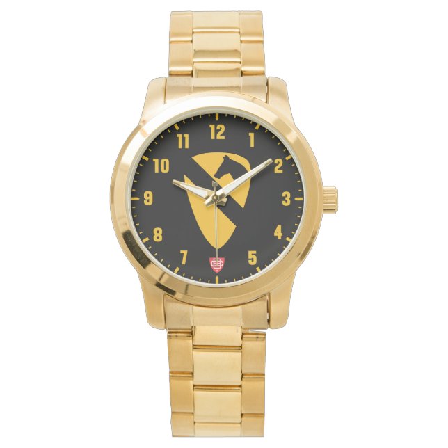 1:a Kavalry-divisionen Guld Stainless Steel Armbandsur (Framsida)