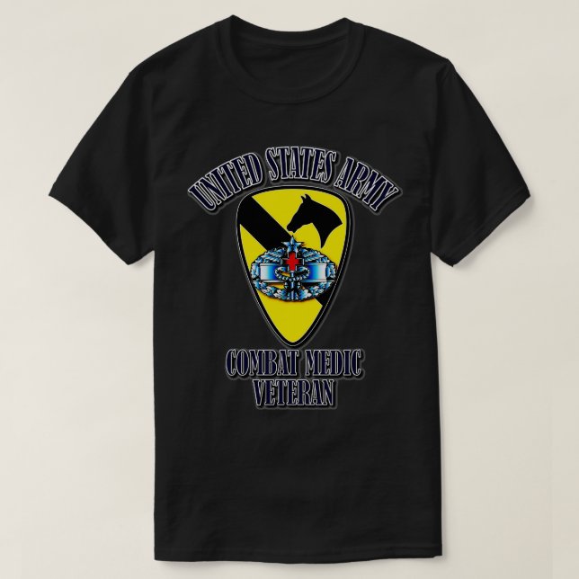 1:a Kavalry-divisionen Kambat Medic Veteran T Shirt (Design framsida)