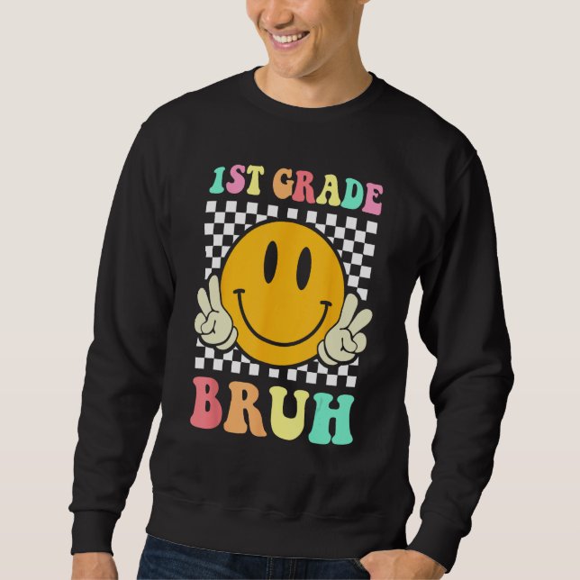 1:a klass Bror  Smil Groovy Första dagen tillbaka  Lång Ärmad Tröja (Framsida)