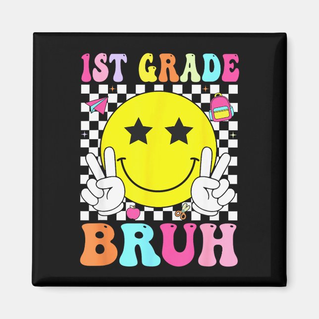 1:a klass bruh retro leende ansikte tillbaka till  magnet (Framsidan)