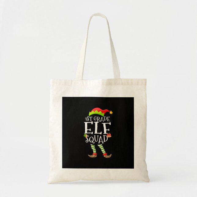 1:a Klass Elf Squad Funny Elementary Teacher Julaf Tygkasse (Framsidan)