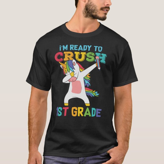 1:a klass enhörning första skoldagen elevpresent t shirt (Framsida)