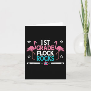 1:a Klass Flock Sten Flamingo Teacher Student Kid Kort