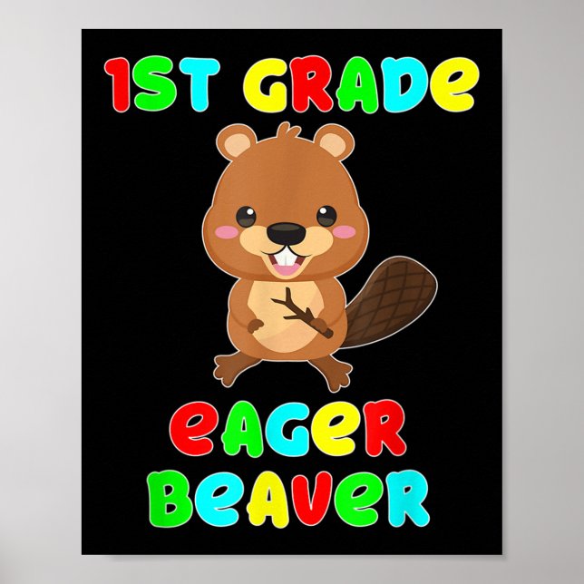 1:a klass ivriga bävrar barn tillbaka till skolan  poster (Framsidan)