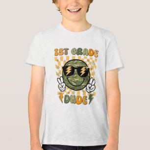 1:a Klass-killen Boys Retro Camo Smile Ansikte T Shirt