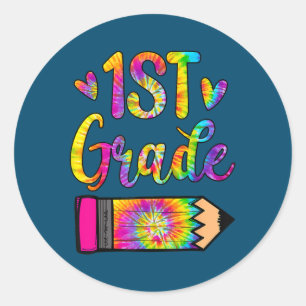 1:a Klass Lärare Tie Dye Back to school-gåvor Runt Klistermärke